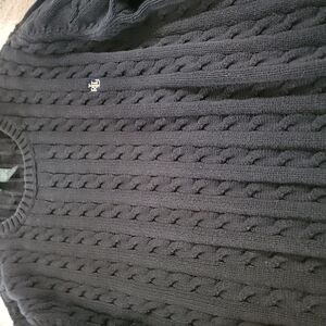 Ralph Lauren Blue Crew Neck Cable Knit Sweater